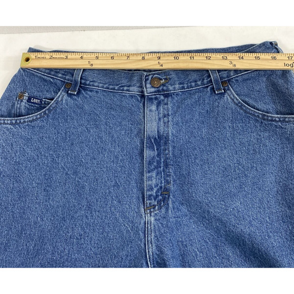 Lee Original Jeans Womens Plus Size 18 S Medium Wash Denim Straight Mom Hi Rise - Picture 6 of 11